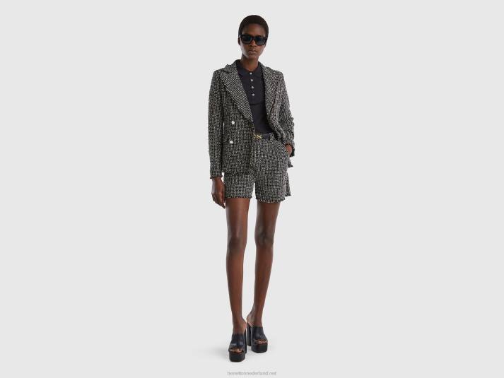 vrouwen Benetton korte broek van tweed zwart 4R624089