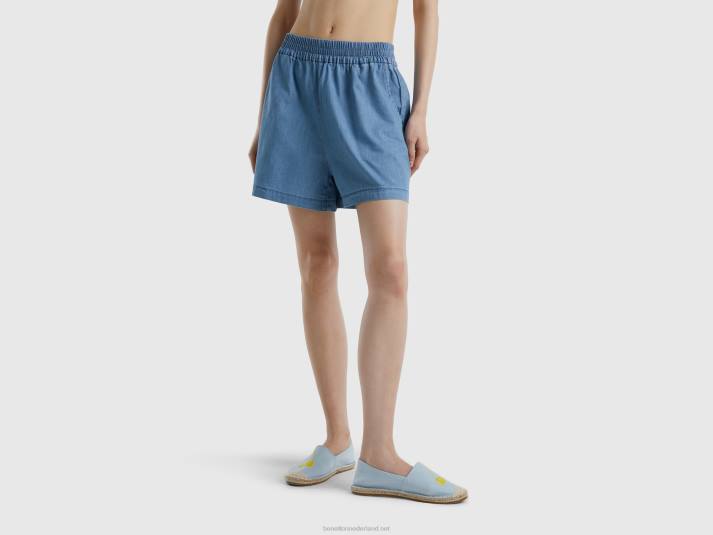 vrouwen Benetton short van chambray lichtblauw 4R624047