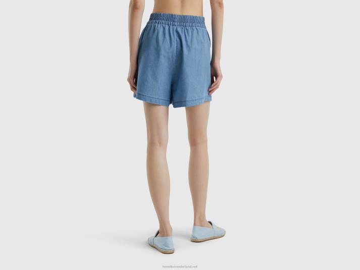 vrouwen Benetton short van chambray lichtblauw 4R62571