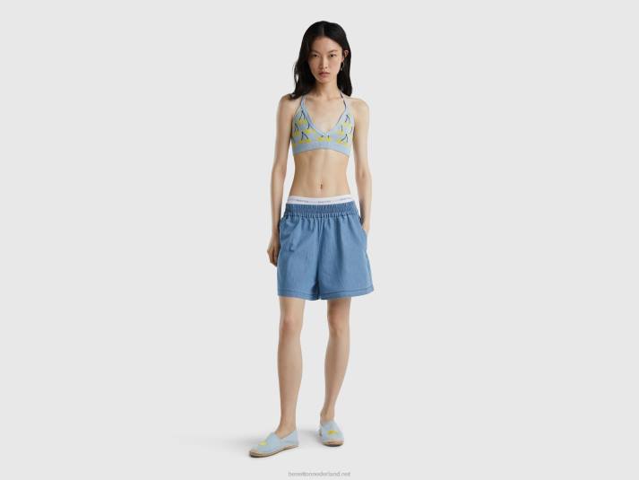 vrouwen Benetton short van chambray lichtblauw 4R62571