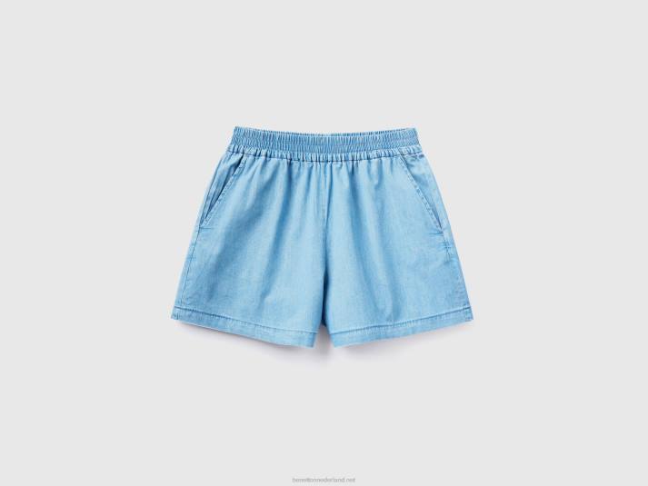 vrouwen Benetton short van chambray lichtblauw 4R62571