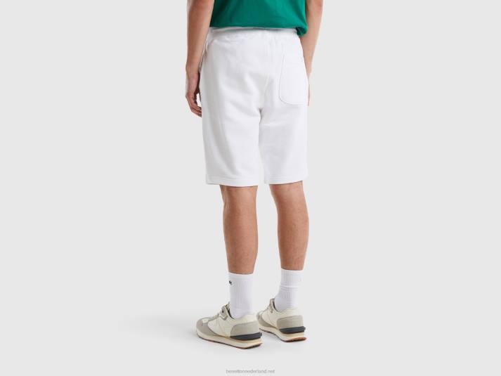 vrouwen Benetton 100% katoenen sweatbermuda's wit 4R621470