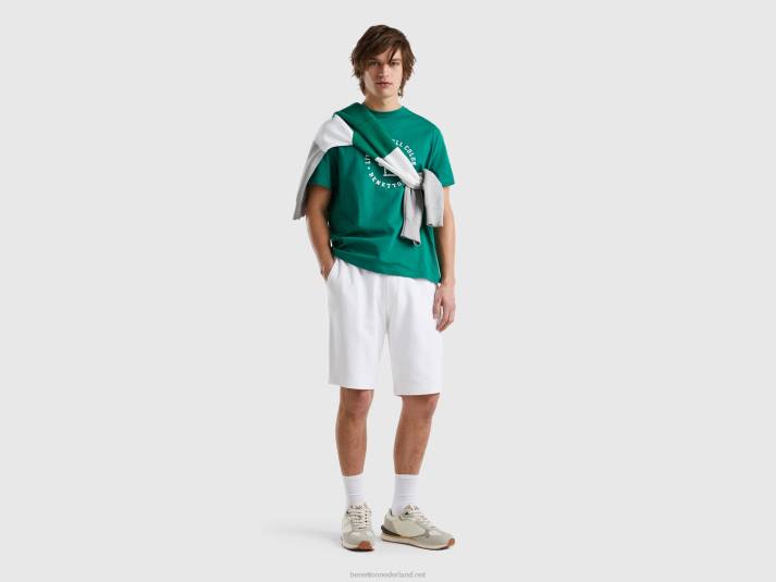 vrouwen Benetton 100% katoenen sweatbermuda's wit 4R621470