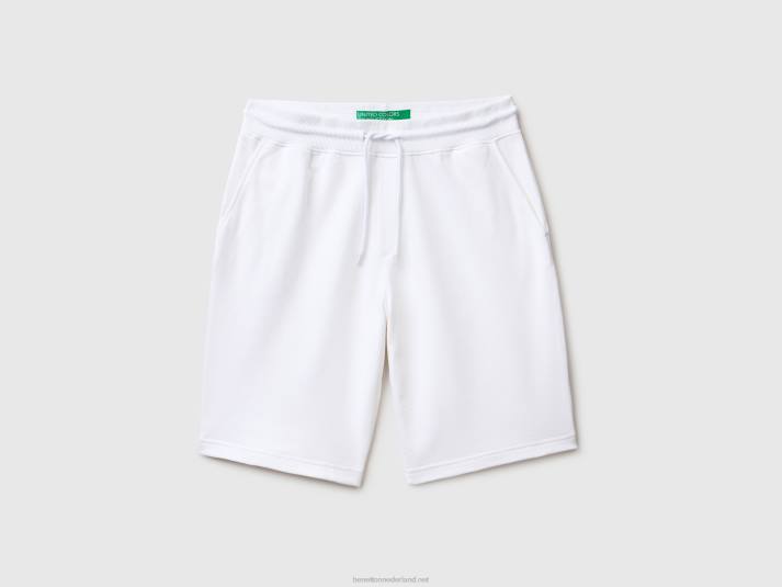 vrouwen Benetton 100% katoenen sweatbermuda's wit 4R621470