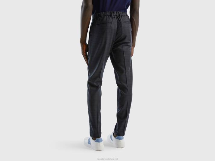 vrouwen Benetton Prince of Wales soepel vallende chino grijs 4R621429