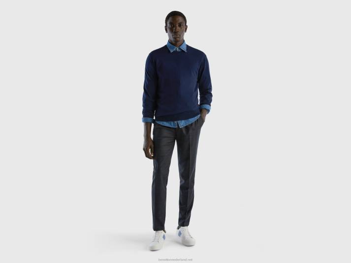 vrouwen Benetton Prince of Wales soepel vallende chino grijs 4R624629