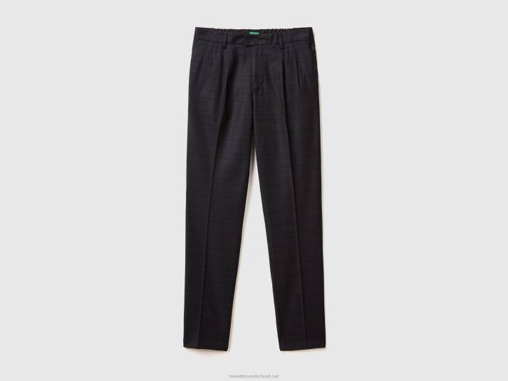vrouwen Benetton Prince of Wales soepel vallende chino grijs 4R624629
