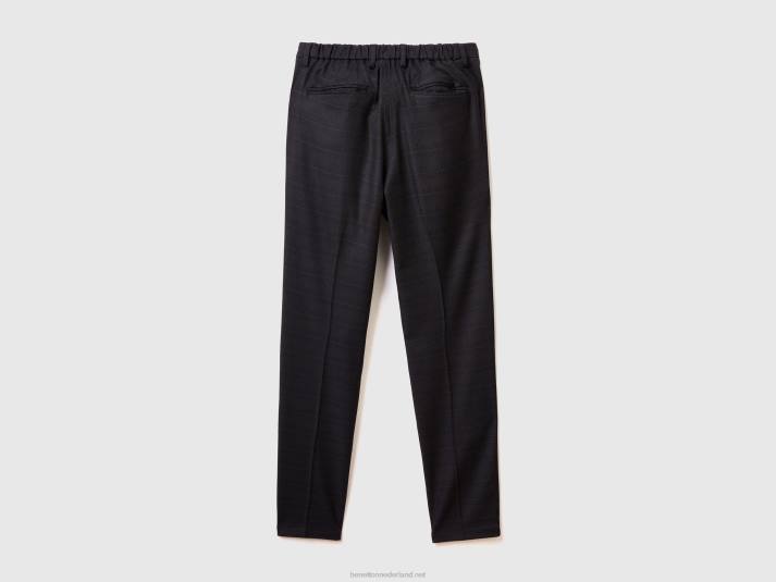 vrouwen Benetton Prince of Wales soepel vallende chino grijs 4R624629