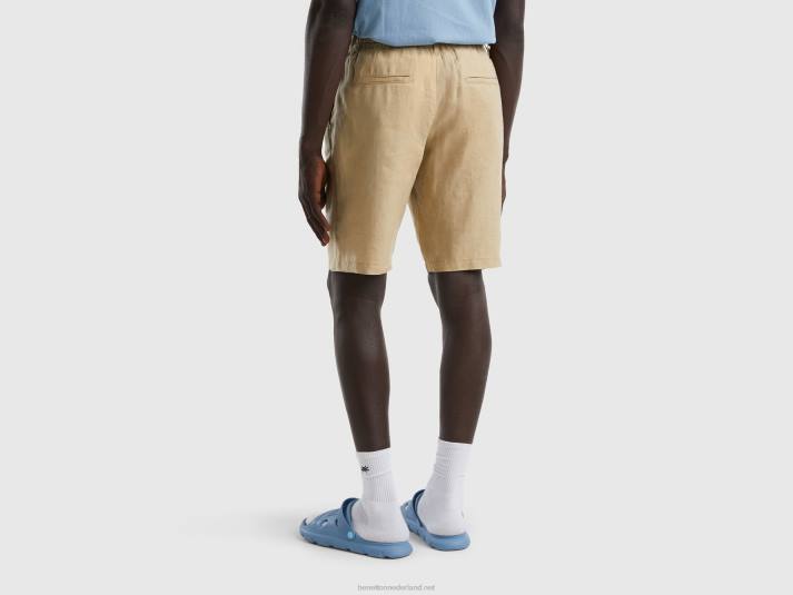 vrouwen Benetton bermuda's van 100% linnen beige 4R624632