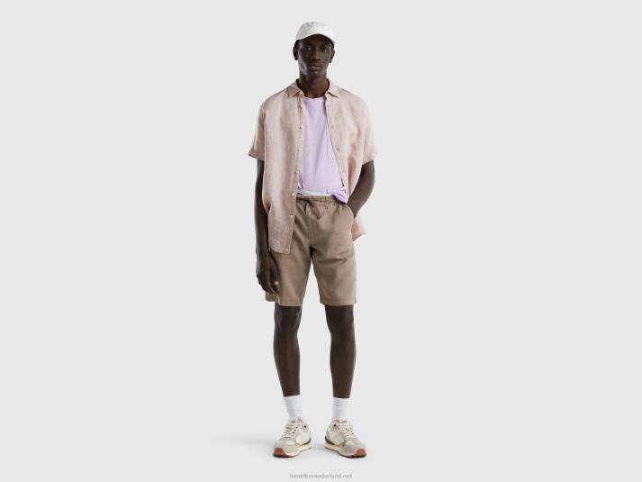 vrouwen Benetton bermuda's van 100% linnen duif grijs 4R621458