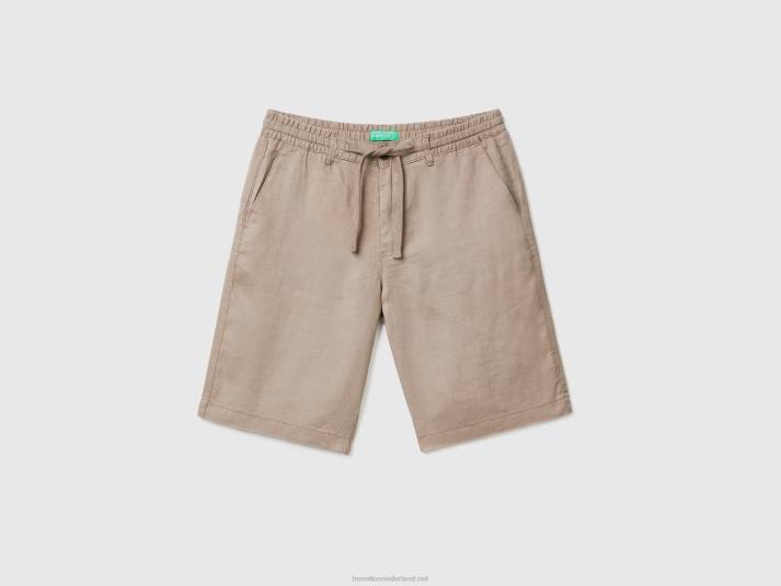 vrouwen Benetton bermuda's van 100% linnen duif grijs 4R621458