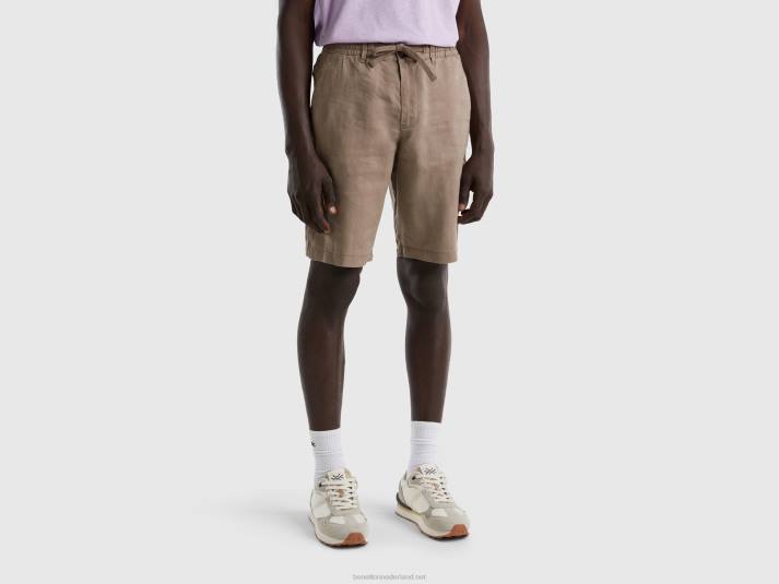 vrouwen Benetton bermuda's van 100% linnen duif grijs 4R624653
