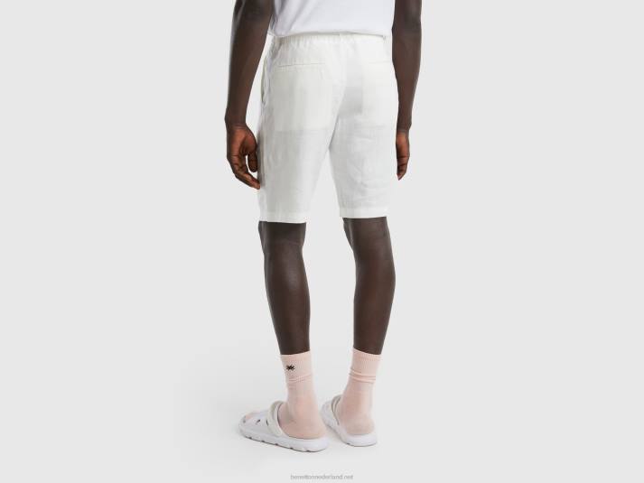 vrouwen Benetton bermuda's van 100% linnen romig wit 4R621452