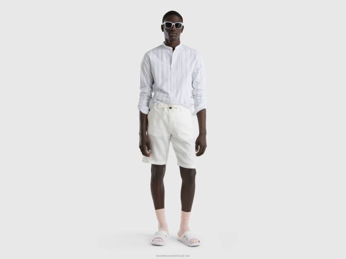 vrouwen Benetton bermuda's van 100% linnen romig wit 4R621452