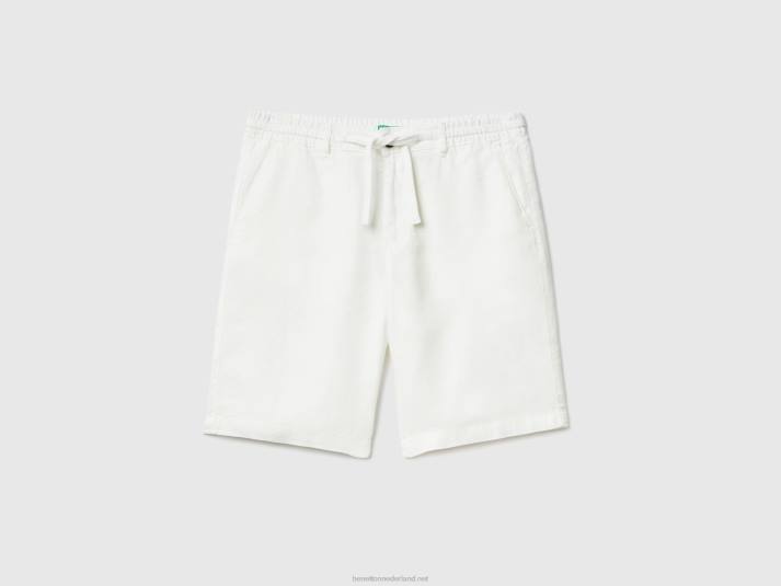 vrouwen Benetton bermuda's van 100% linnen romig wit 4R624659