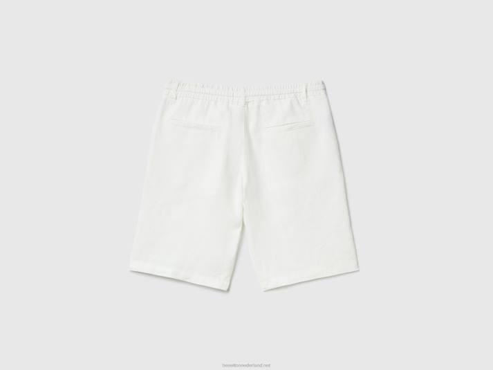 vrouwen Benetton bermuda's van 100% linnen romig wit 4R624659