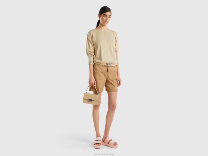 vrouwen Benetton bermuda's van stretchkatoen kameel 4R624112