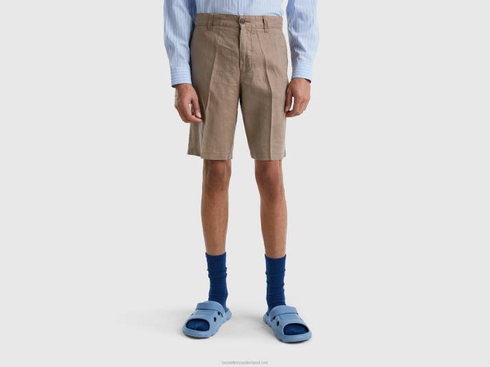 vrouwen Benetton bermuda's van zuiver linnen duif grijs 4R621451