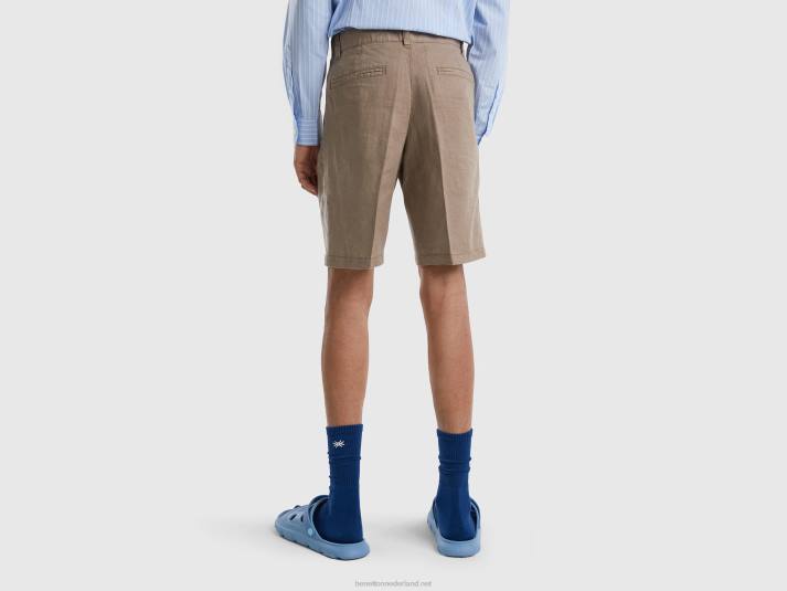 vrouwen Benetton bermuda's van zuiver linnen duif grijs 4R621451