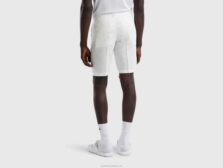vrouwen Benetton bermuda's van zuiver linnen romig wit 4R624656
