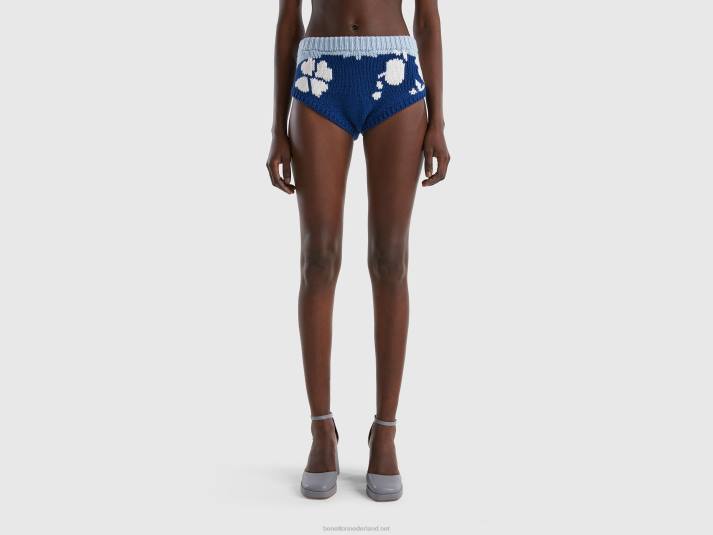 vrouwen Benetton blauwe culotte met bloemeninleg blauw 4R624037