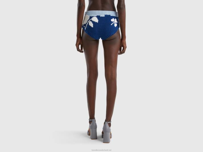 vrouwen Benetton blauwe culotte met bloemeninleg blauw 4R624037