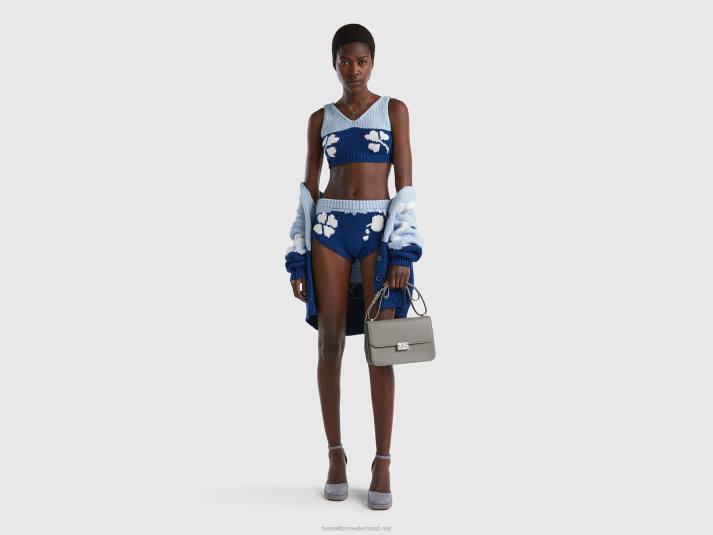 vrouwen Benetton blauwe culotte met bloemeninleg blauw 4R62611