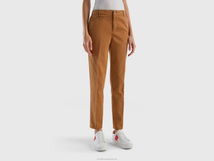 vrouwen Benetton camel slim fit katoenen chino kameel 4R62601