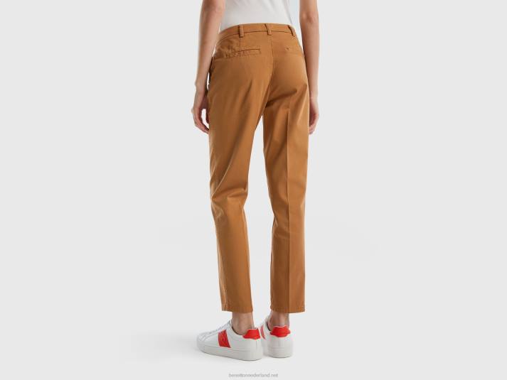 vrouwen Benetton camel slim fit katoenen chino kameel 4R62601