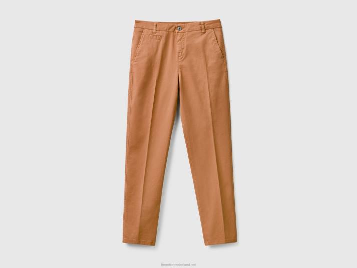vrouwen Benetton camel slim fit katoenen chino kameel 4R62601