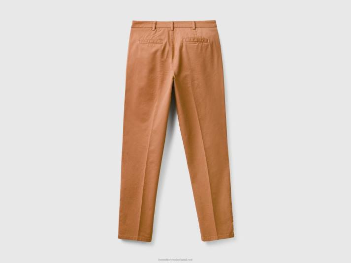 vrouwen Benetton camel slim fit katoenen chino kameel 4R62601