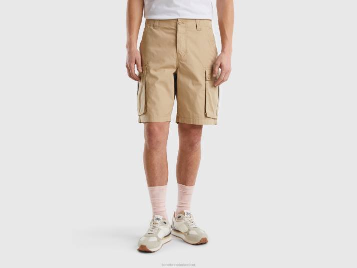 vrouwen Benetton cargobermuda's van zuiver katoen beige 4R621427