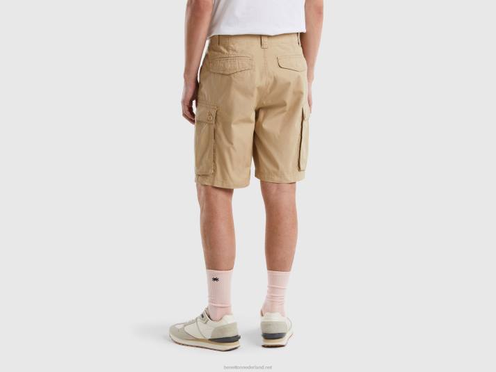vrouwen Benetton cargobermuda's van zuiver katoen beige 4R624627