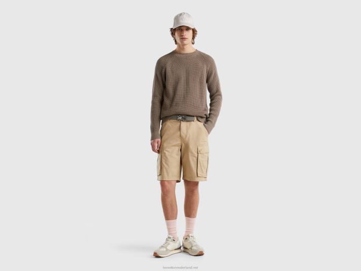 vrouwen Benetton cargobermuda's van zuiver katoen beige 4R624627