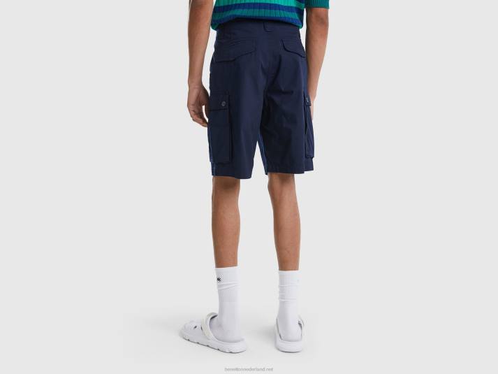 vrouwen Benetton cargobermuda's van zuiver katoen donkerblauw 4R621447