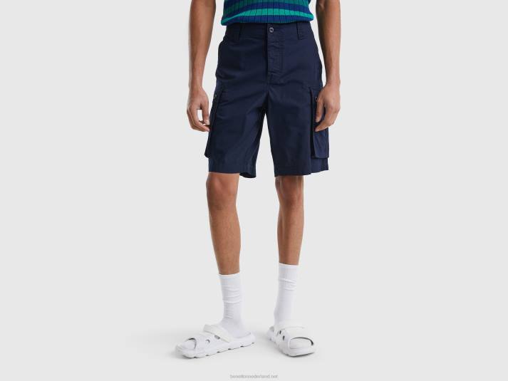 vrouwen Benetton cargobermuda's van zuiver katoen donkerblauw 4R624642