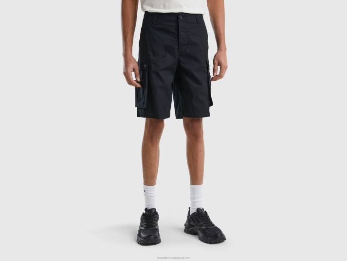 vrouwen Benetton cargobermuda's van zuiver katoen zwart 4R621443
