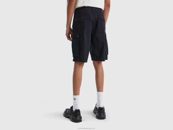 vrouwen Benetton cargobermuda's van zuiver katoen zwart 4R621443