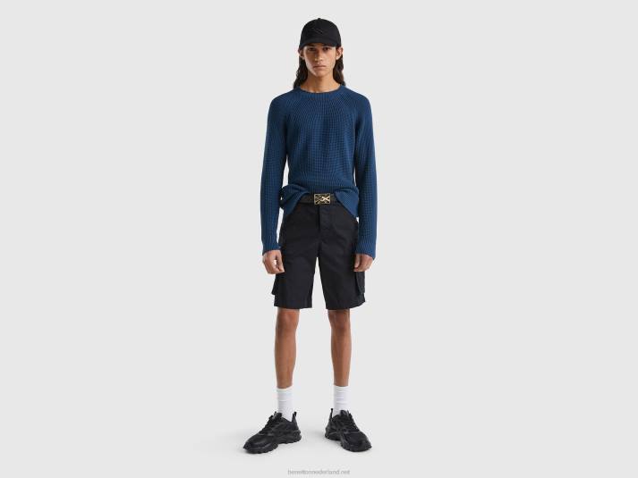 vrouwen Benetton cargobermuda's van zuiver katoen zwart 4R621443