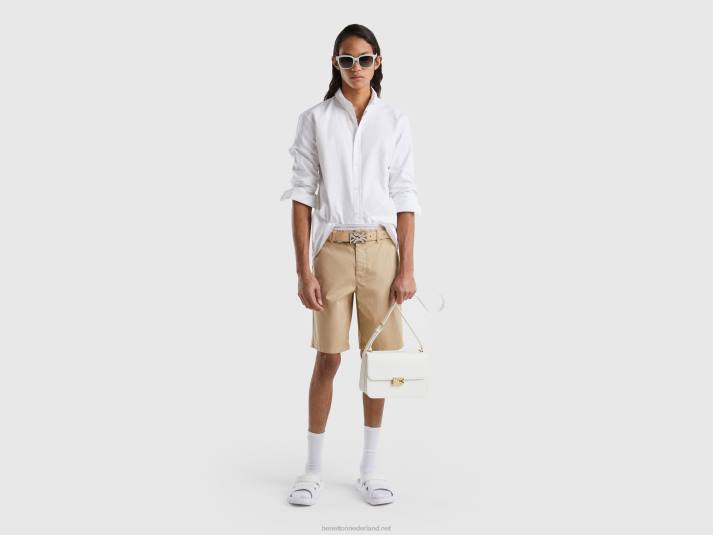 vrouwen Benetton chino bermuda's van stretchkatoen beige 4R621436