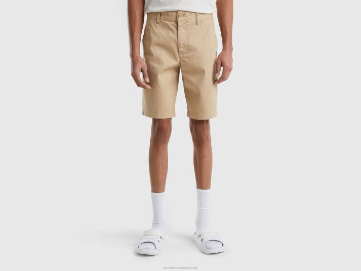 vrouwen Benetton chino bermuda's van stretchkatoen beige 4R624624