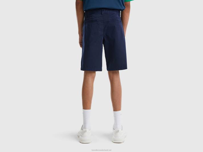 vrouwen Benetton chino bermuda's van stretchkatoen donkerblauw 4R621456