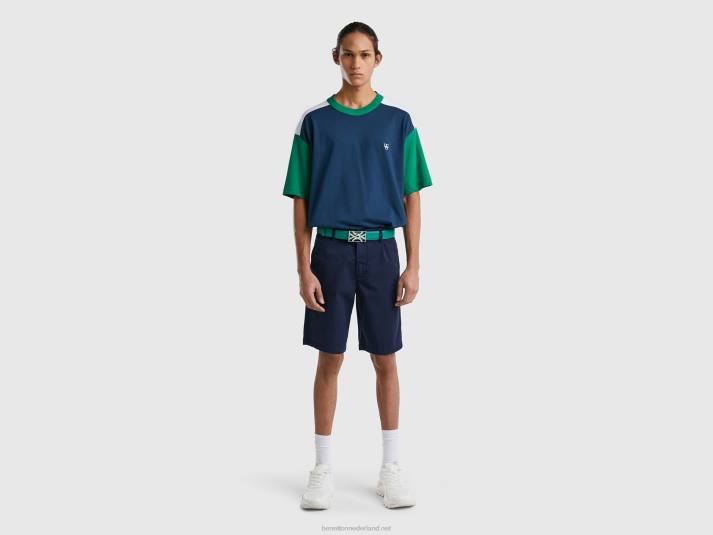 vrouwen Benetton chino bermuda's van stretchkatoen donkerblauw 4R621456
