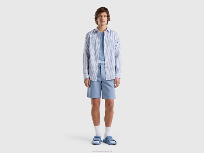 vrouwen Benetton chino bermuda's van stretchkatoen luchtmacht blauw 4R621423