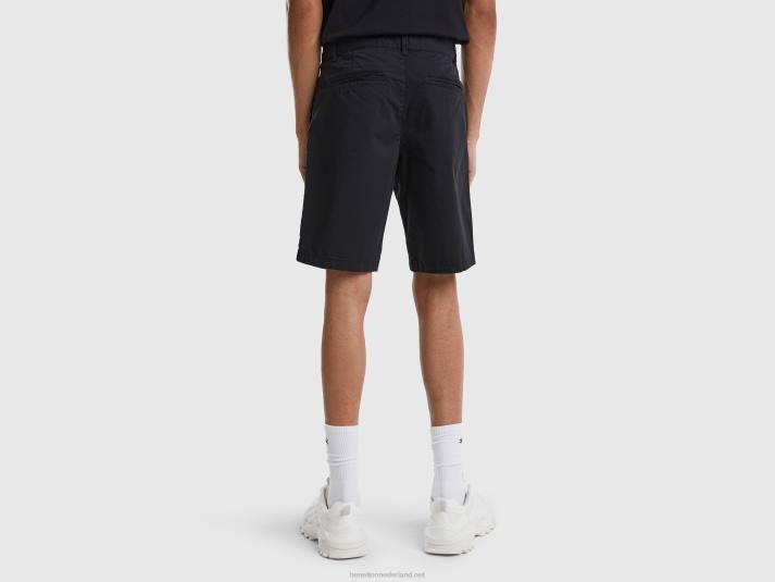 vrouwen Benetton chino bermuda's van stretchkatoen zwart 4R624650