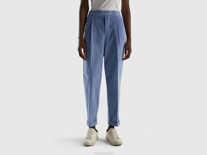 vrouwen Benetton chino van fluweel met elastische taille lichtblauw 4R624106