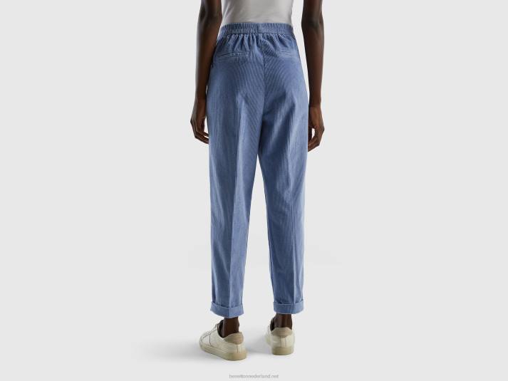 vrouwen Benetton chino van fluweel met elastische taille lichtblauw 4R624106