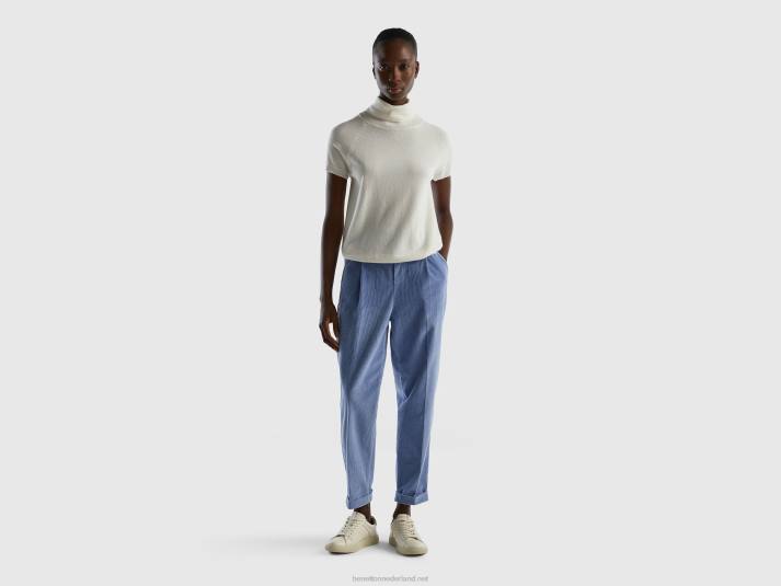 vrouwen Benetton chino van fluweel met elastische taille lichtblauw 4R624106