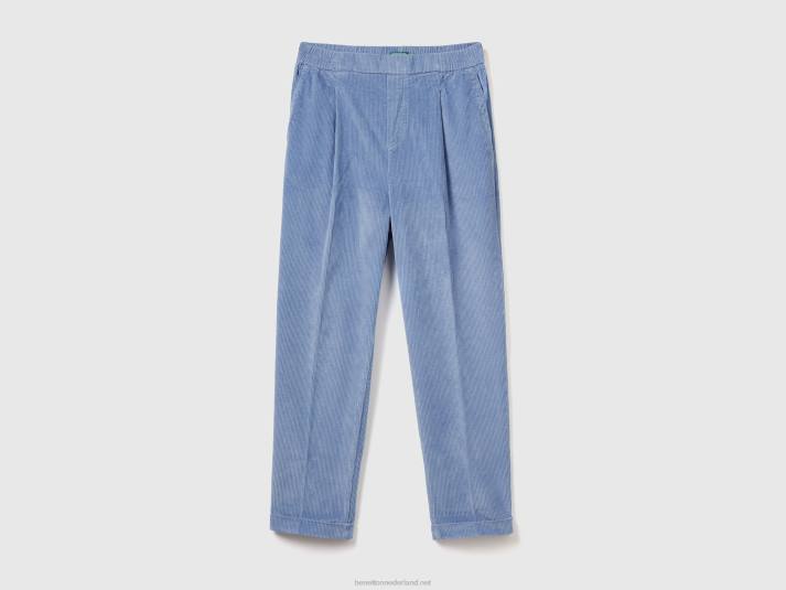 vrouwen Benetton chino van fluweel met elastische taille lichtblauw 4R624106
