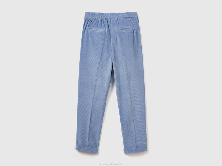 vrouwen Benetton chino van fluweel met elastische taille lichtblauw 4R624106